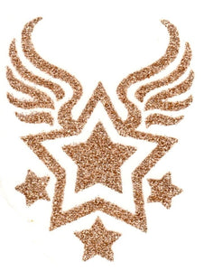 Glitter golden star temporary tattoo 9cm