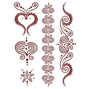 Planche de tatouages éphémères Henna Coeur 15cm