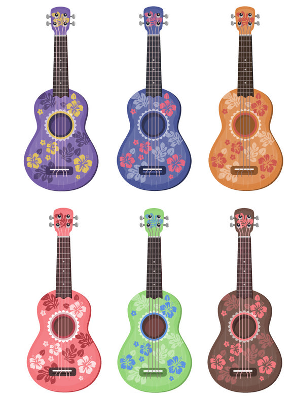 6 tatouages temporaires ukulele