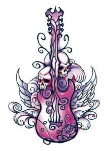 Wicked midnight guitar temporary tattoo 9cm