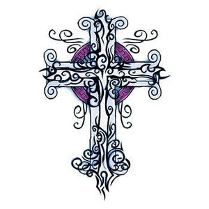 Wicked midnight tribal cross temporary tattoo 9cm