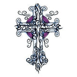 Wicked midnight tribal cross temporary tattoo 9cm