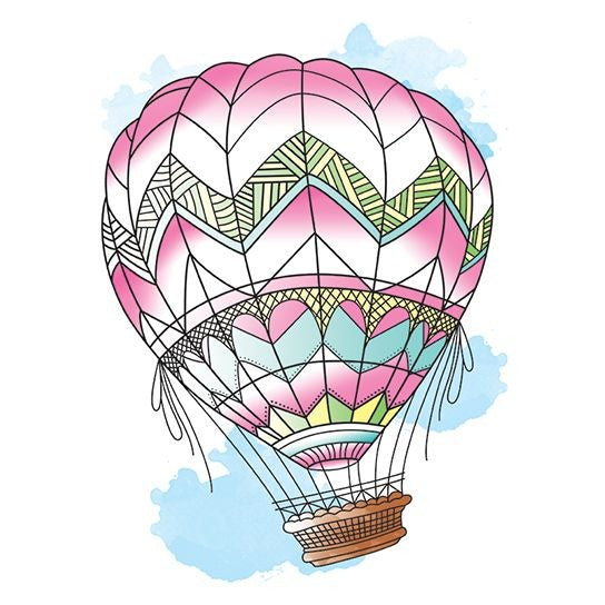 Grand tatouage éphémère montgolfière