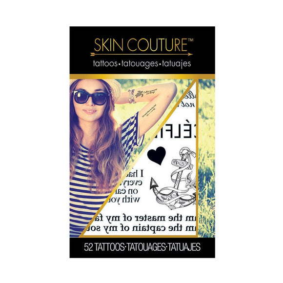 Skin couture lettering temporary tattoo pack