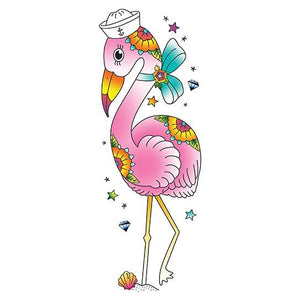 Tatouage temporaire flamant rose marin