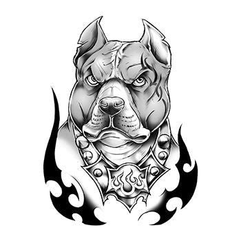 Pitbull dog temporary tattoo 9cm