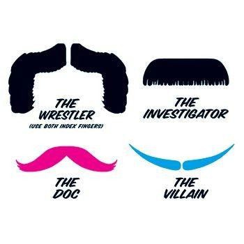 Wrestler mustache temporary tattoo 9cm