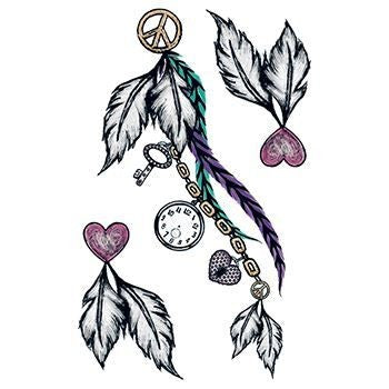 Grande planche de tatouages plumes tribales tattoo 18cm