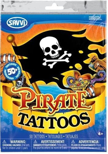 Pochette de 50 tatouages temporaires pirates