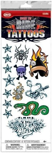 Longue pochette tatouages Skull Born to ride tattoos