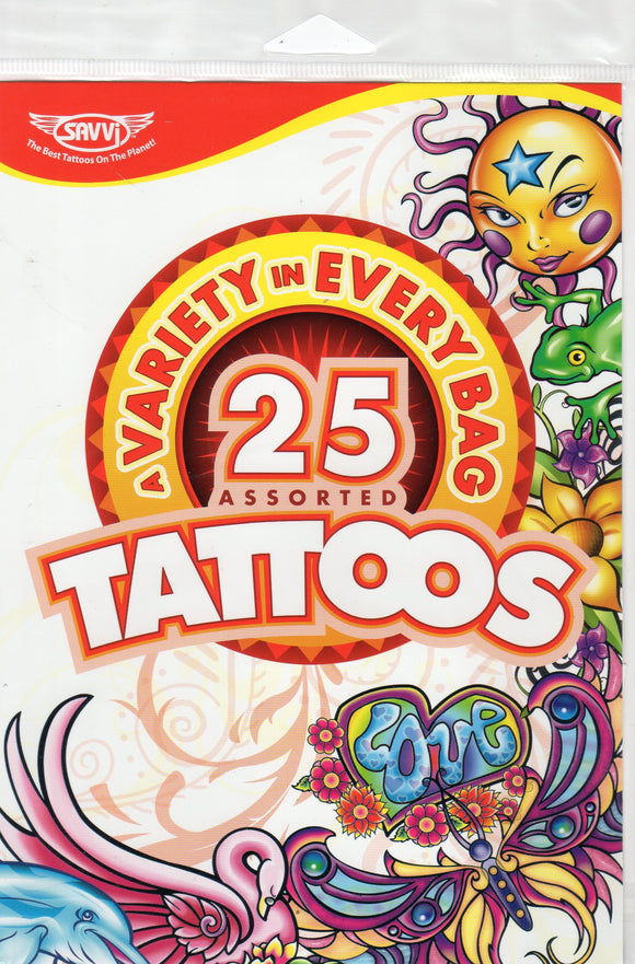 Pochette de 25 tatouages temporaires animaux