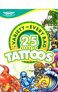 Pochette de 25 tatouages temporaires variés