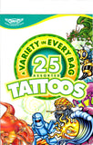 Pochette de 25 tatouages temporaires variés
