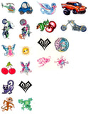 Pochette de 25 tatouages temporaires variés