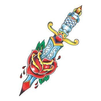 Tatouage temporaire dague fleurie