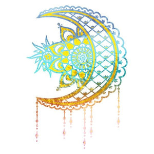 Tatouage oriental lune colorée métallisée tattoo 9cm