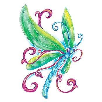 Sparkling dragonfly temporary tattoo 9cm