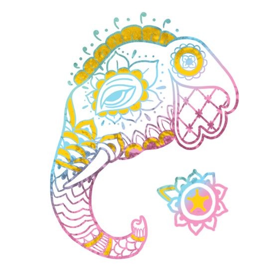 Indian elephant glitter temporary tattoo 9cm