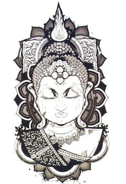 Très grand tatouage temporaire buddha