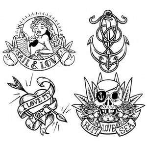 Planche de tatouages temporaires pirates old school