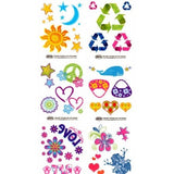 Pack of Peace and Love fake tattoos 11cm