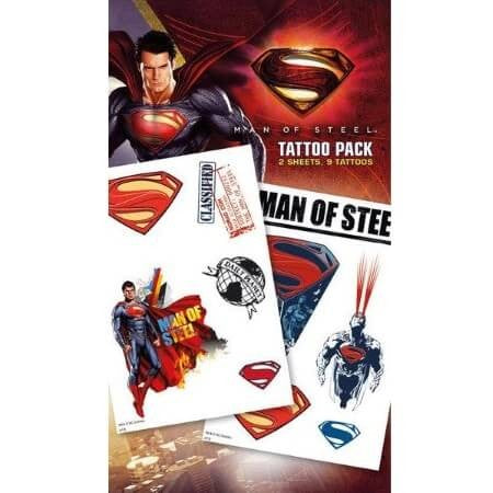 Superman of steel temporary tattoo pack