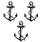 3 tatouages temporaires ancres marine