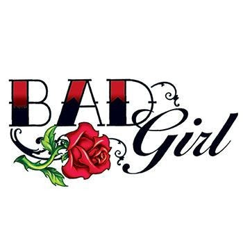 Bad girl and rose temporary tattoo 5cm