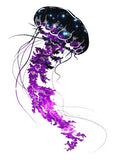 Glitter colored jellyfish temporary tattoo 10cm