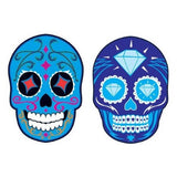 2 blue calaveras temporary tattoos 10cm