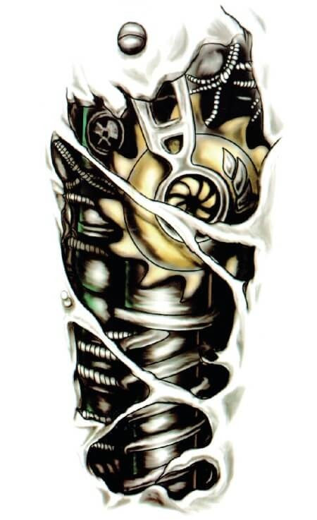Biomechanical cyborg arm temporary tattoo 21cm