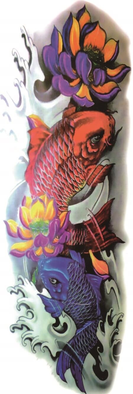 Tatouage temporaire full arm carpe koi