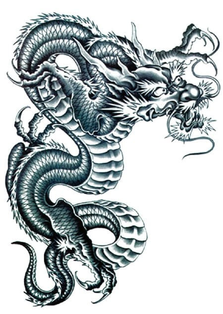 Grand tatouage temporaire dragon chinois