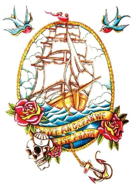 Grand tattoo temporaire caravelle