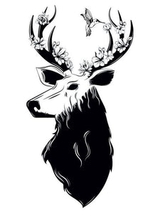 Tatouage temporaire cerf monochrome tattoo 10cm