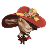 Elegant goat with a hat temporary tattoo 7,5cm