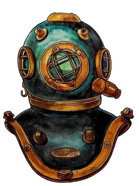 Vintage scuba temporary tattoo 9cm