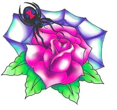 Spider on a rose temporary tattoo 5cm