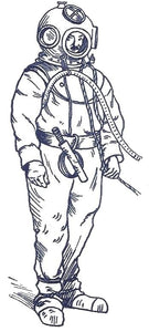 Retro scuba diver temporary tattoo 10cm