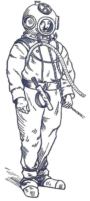 Retro scuba diver temporary tattoo 10cm