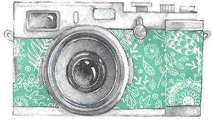 Watercolor camera temporary tattoo 10cm
