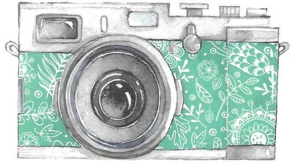 Watercolor camera temporary tattoo 10cm