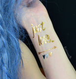 Golden "Just Love" temporary tattoo 5cm