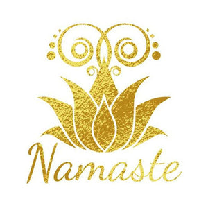 Namaste golden glitter temporary tattoo 5cm