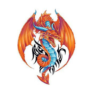 Tatouage dragon coloré orange et bleu tattoo 9cm