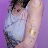 Golden dreamcatcher temporary tattoo 16,5cm