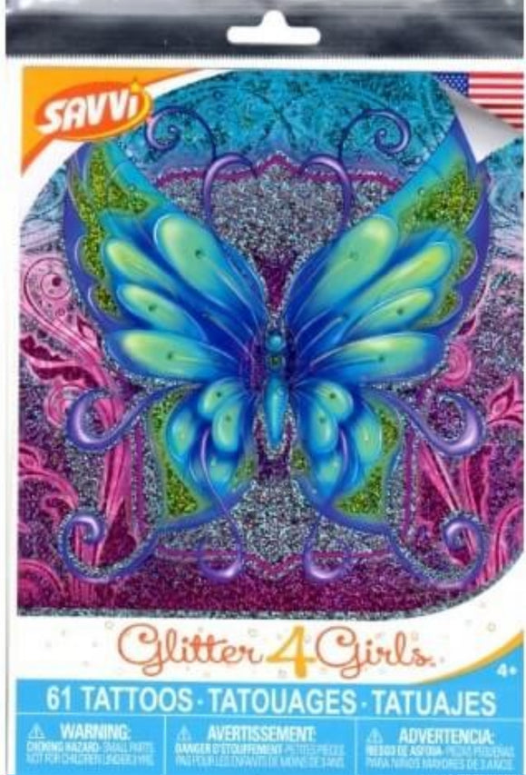 Pochette de tatouages temporaires glitter for girls