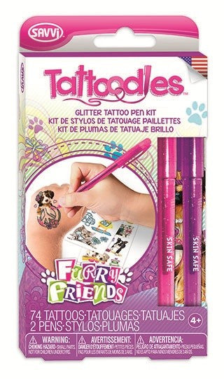 Furry friends tattoodles with glitter pens