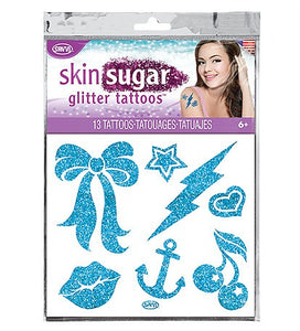 Blue skin sugar temporary tattoo pack
