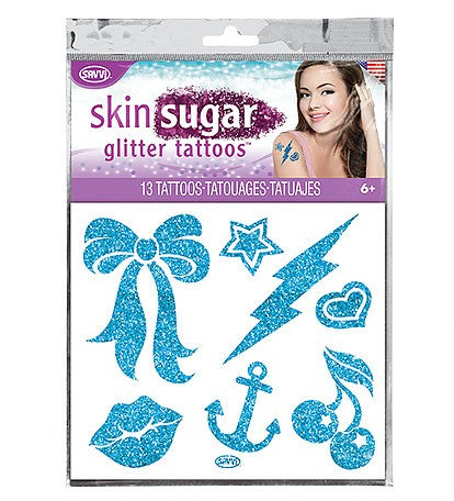 Blue skin sugar temporary tattoo pack